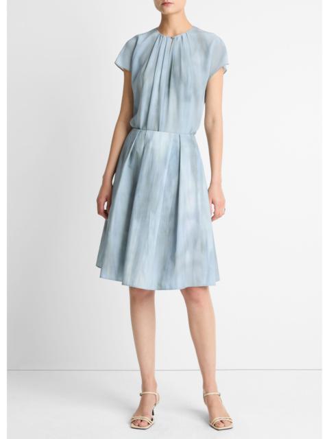 Vince Washed Ombré Cotton Pleated Knee Skirt