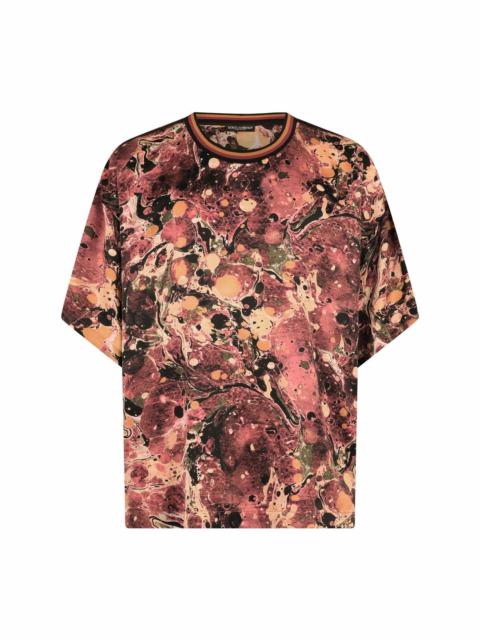 marble-print Technical T-shirt