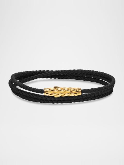 DAVID YURMAN Men's Chevron Triple Wrap Bracelet with 18K Gold