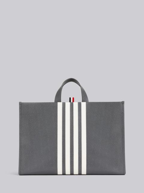 Thom Browne Dark Grey Pebble Grain Leather 4-Bar Squared Tote