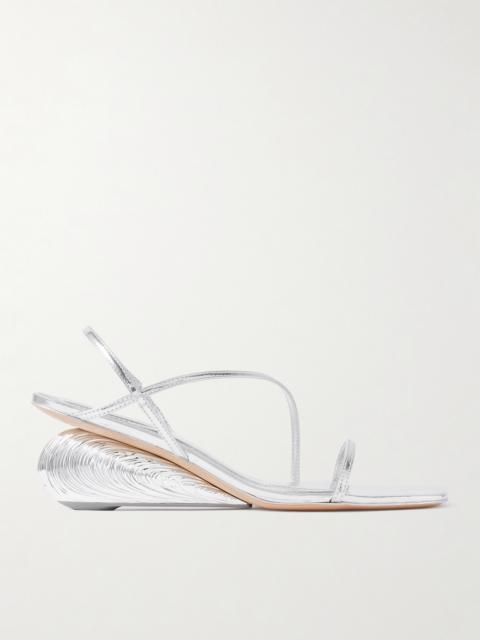 SIMKHAI Bridget Metallic Leather Wedge Sandals