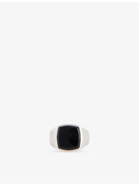TOM WOOD Cushion Polished White Rhodium-Plated 925 Sterling Silver And Black Onyx Stone Ring