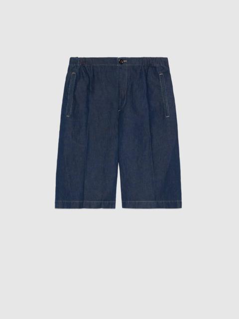 GUCCI Stonewashed denim Bermuda shorts