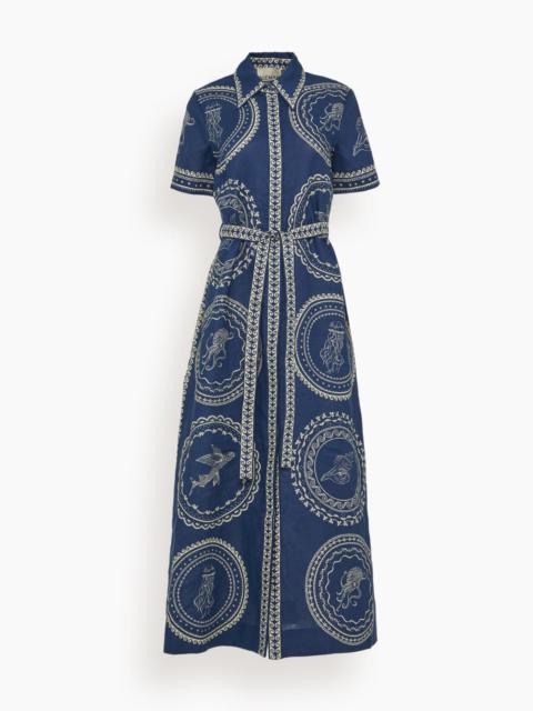 ALÉMAIS Oceane Linen Shirtdress in Navy (TS)