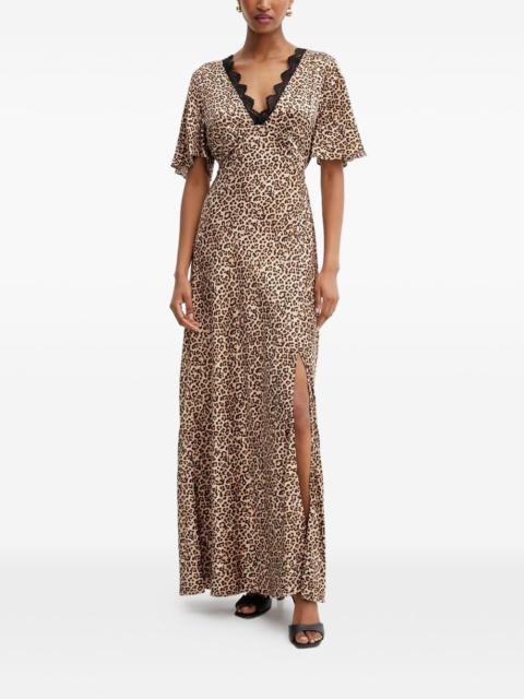 GUESS USA lace-detail animal-print maxi dress