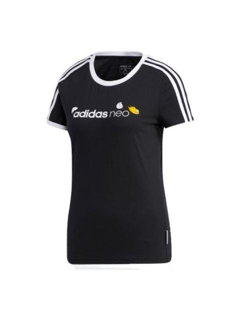 adidas (WMNS) adidas neo Yellow Crossover Sports Short Sleeve Black GL7212