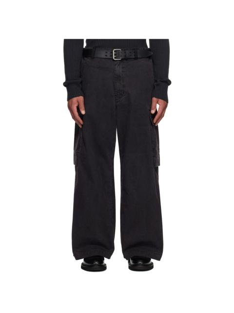 Comme des Garçons Homme Black Cotton Worsted Garment Treated Cargo Pants