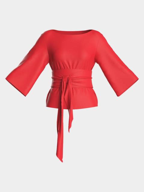 FRANCES VALENTINE Whitney Belted 3/4-Sleeve Top
