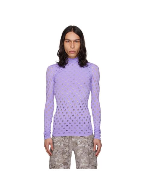 MAISIE WILEN Purple Perforated Turtleneck