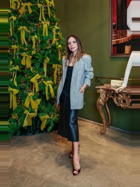 Victoria Beckham Panelled Leather Midi Skirt In Black