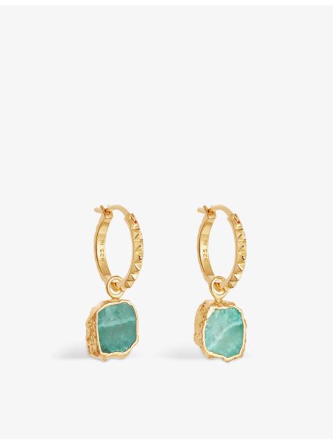 MISSOMA Pyramid mini 18ct yellow gold-plated vermeil and amazonite charm hoop earrings