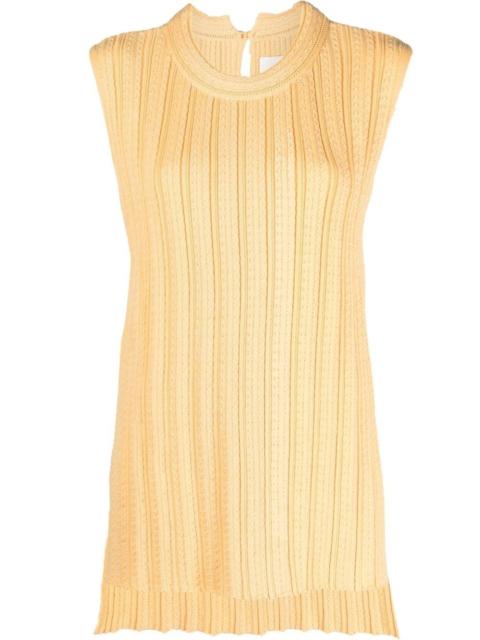 knitted side-slit vest top