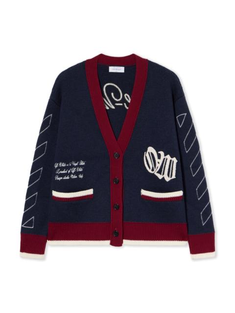 Off-White Jacquard Knit Varsity Cardigan