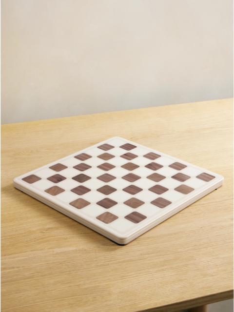 Brunello Cucinelli Krion Walnut And Steel Draughts Set