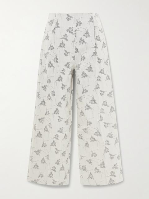 DESTREE Martha Floral Denim-jacquard Wide-leg Pants