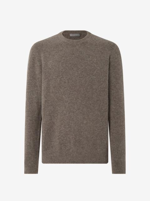 CORNELIANI Melange taupe crew neck made from superfine merino wool