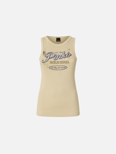 PINKO VEST TOP WITH VINTAGE LETTERING