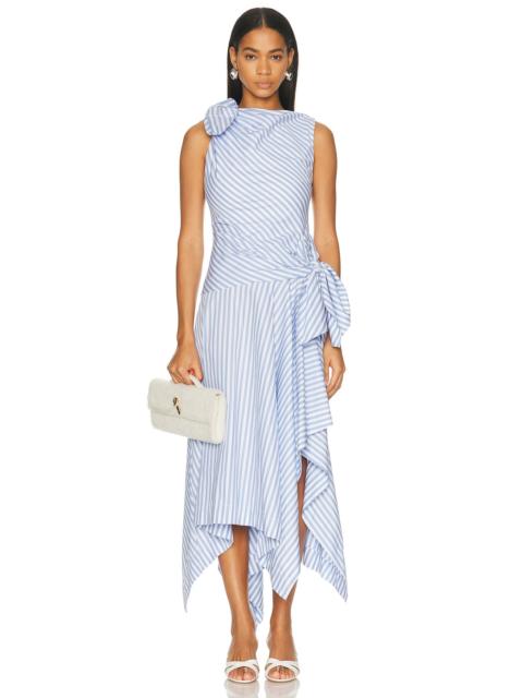 Monse Bow Drape Shirting Cascade Dress
