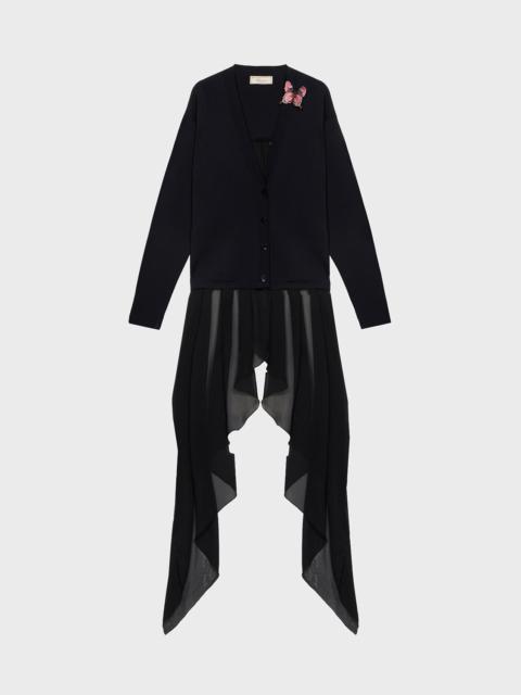 Blumarine KNIT CARDIGAN WITH EMBROIDERY AND SWALLOW TAILS