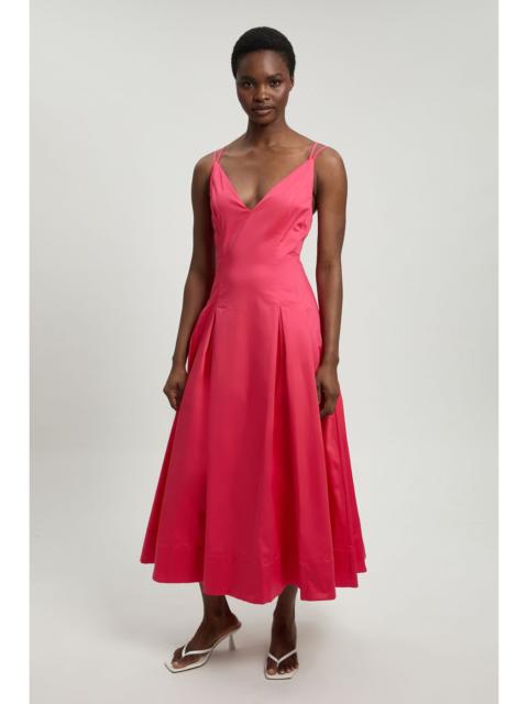 KAREN MILLEN Petite Cotton Sateen V Neck Maxi Dress