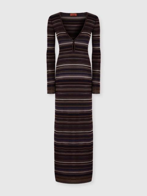 Missoni Long dress with V-neck in ribbed knit