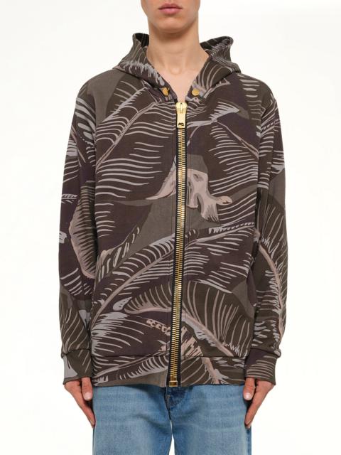 Palm Angels Banana Leaves Zip Hoodie in Multicolor