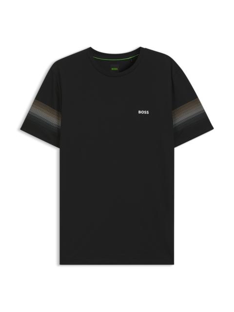 BOSS ACTIVE SLIM-FIT T-SHIRT WITH SLEEVE STRIPES