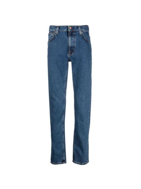 slim-cut denim jeans