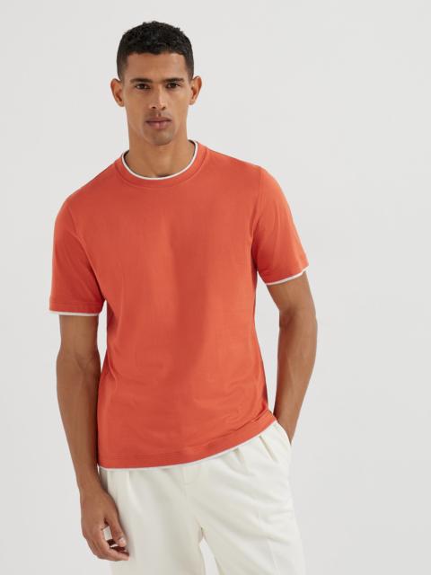Brunello Cucinelli Cotton jersey crew neck T-shirt with faux-layering