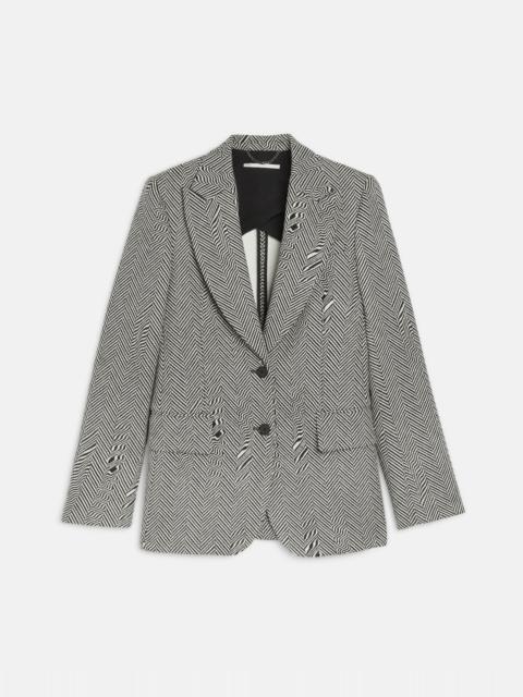 Stella McCartney Glitched Herringbone Wool Tailored Jacket