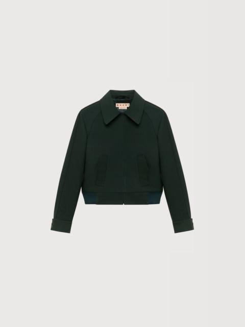 Marni DEEP GREEN TECHNICAL TWILL JACKET WITH PIPING
