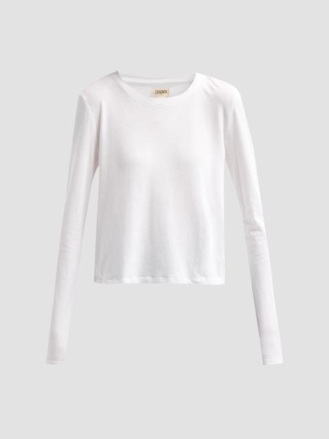 L'AGENCE Women's Leanne Long-Sleeve Crewneck T-Shirt - White