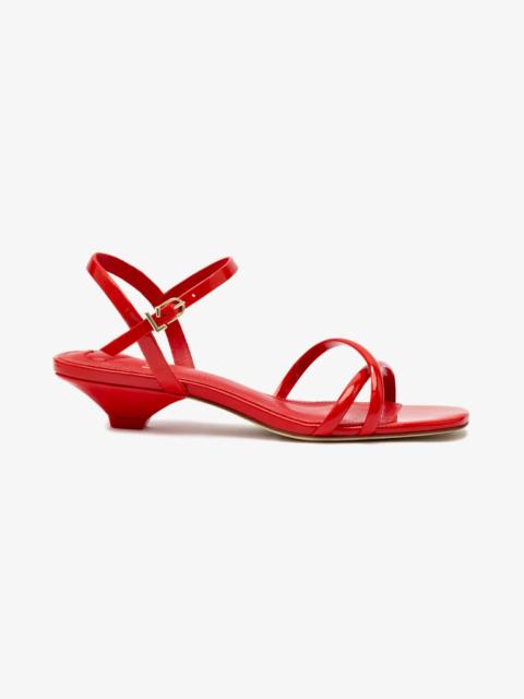 Larroudé Charlotte Sandal In Scarlet Patent Leather