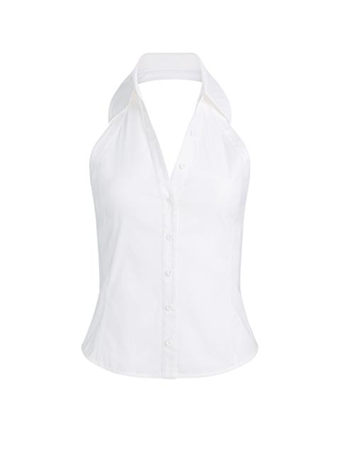 Alice + Olivia FREYA BUTTON DOWN HALTER TOP