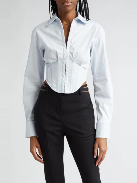 Tuxedo Long Sleeve Corset Shirt