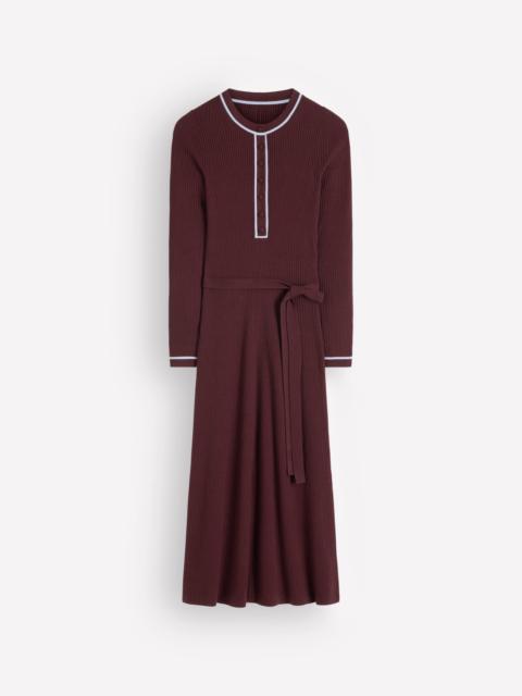 BODEN Paula Ribbed Crew Dress-Raw Umber, Faded Denim