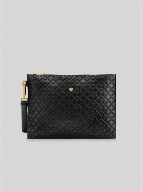 VERSACE Large Embossed Greek Key Clutch