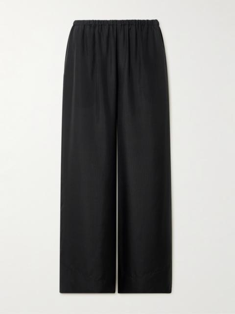 ST. AGNI Textured-silk Wide-leg Pants