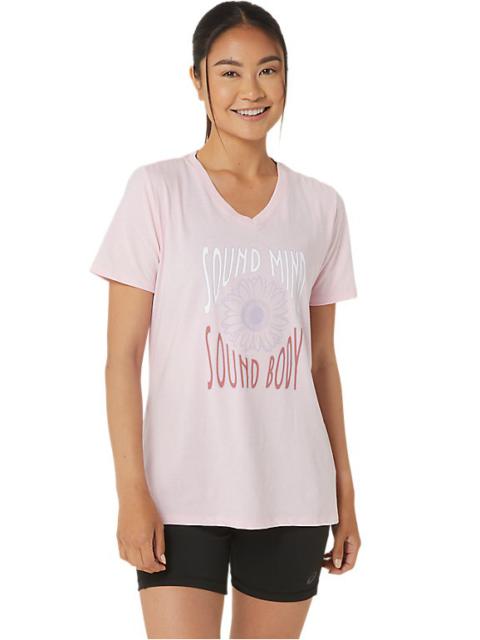 Asics WOMEN'S SUNFLOWER SLOGAN V-NECK