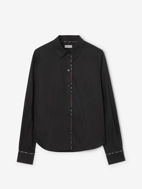 Check Trim Cotton Shirt