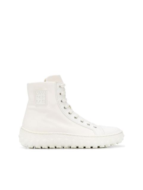 ridged sole high-top sneakers