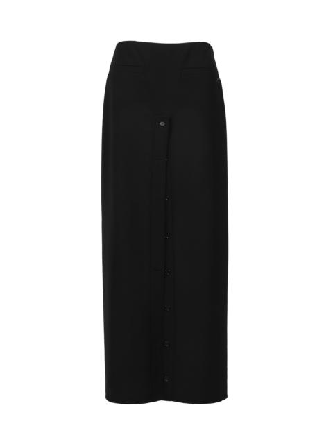 courrèges HERITAGE SLIT CREPE LONG SKIRT / BLK