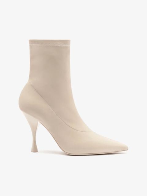 Larroudé Mini Georgia Boot In Off White Stretch Leather