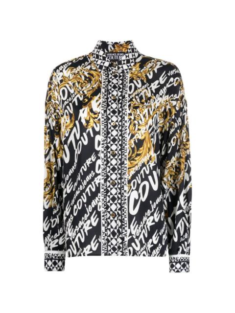 VERSACE JEANS COUTURE brushed logo-print long-sleeve shirt