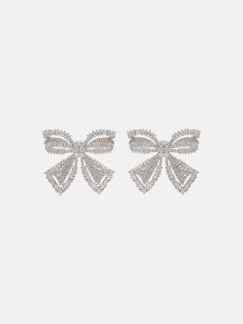 self-portrait Bow crystal-embellished earrings