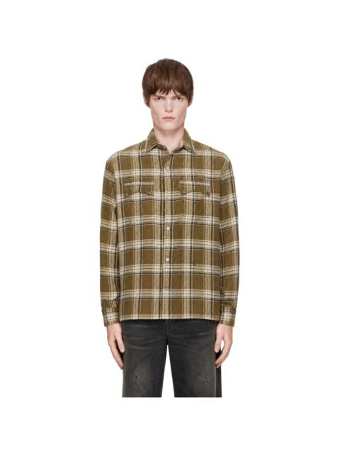 Rhude Green Aviabi Cargo Long Sleeve Flannel Shirt