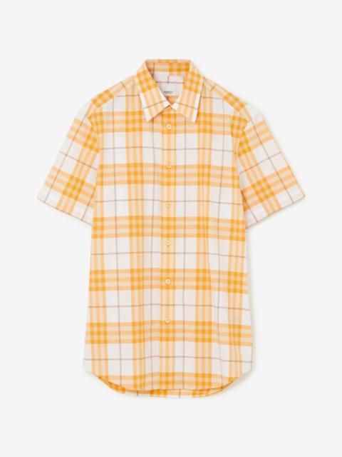 Short-sleeve Check Cotton Shirt