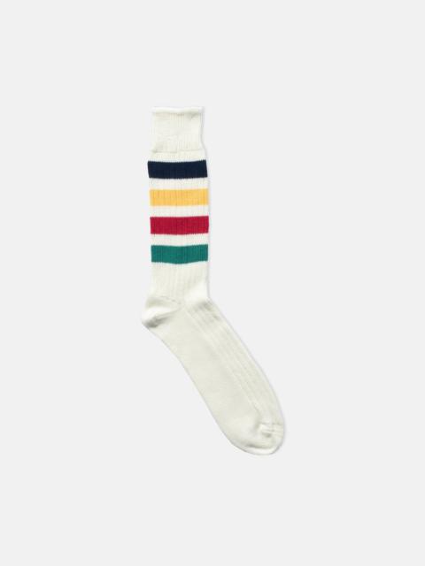J. PRESS MADE-IN-UK TRAPPER STRIPE COTTON SOCKS