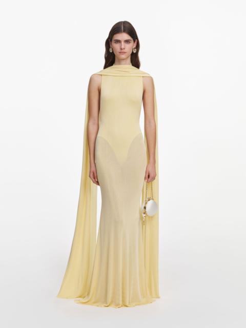 self-portrait Yellow Viscose Knit Scarf Maxi Dress