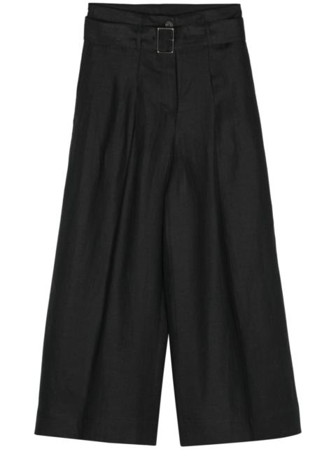 PESERICO cropped linen palazzo pants